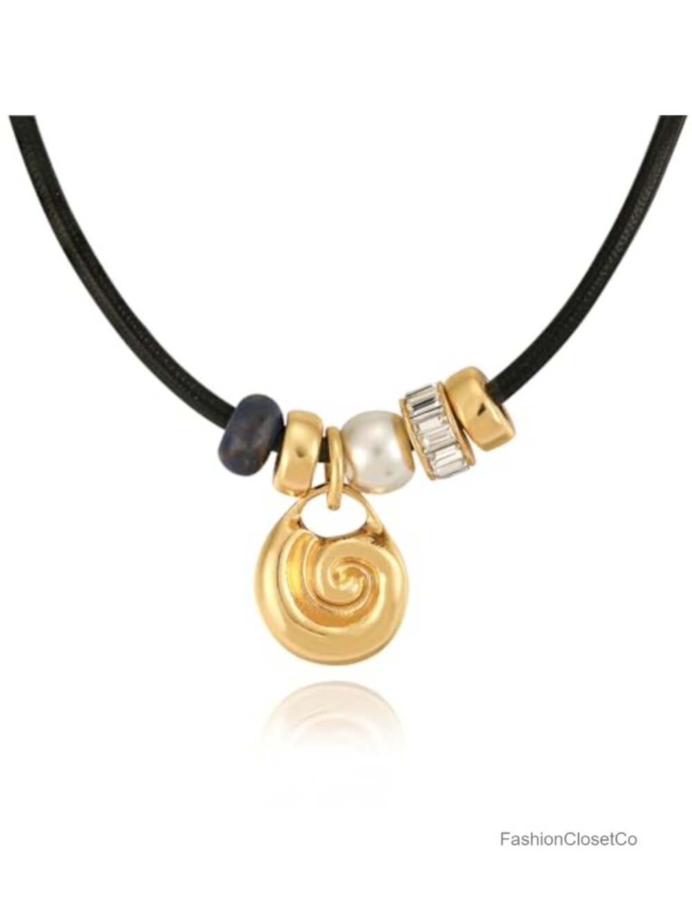 Boho Shell Pendant Choker Necklace Adjustable Leather Cord